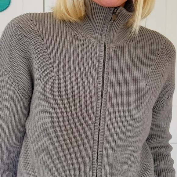 Athleta Escapade Mock Neck Sweater Jacket Bluff Grey Size S #982829 - Picture 8 of 12